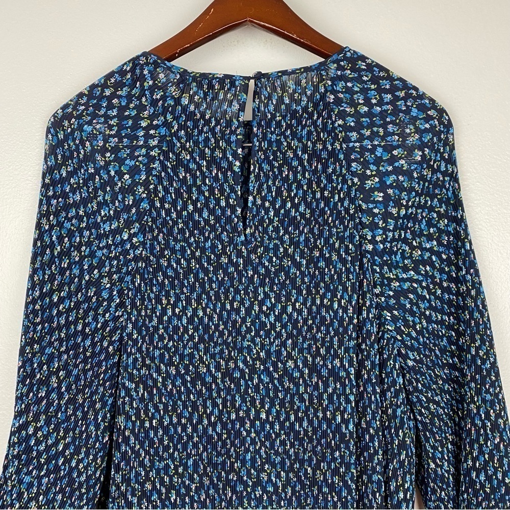 Madewell Crinkle Georgette Flared Hem Mini Dress Floral Blue Plus Size 1X NWT - Picture 10 of 13